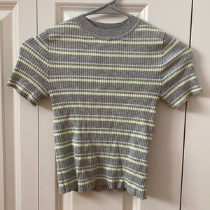 Grey Short Sleeve Striped Shirt